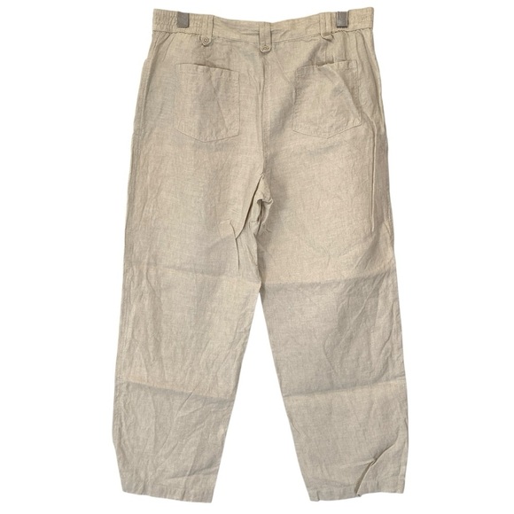 Jones New York Sport Pants Womens 8 Tan Elastic Waist Straight Leg Linen - Picture 2 of 7